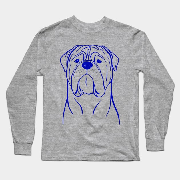 Bullmastiff (Grey and Blue) Long Sleeve T-Shirt by illucalliart